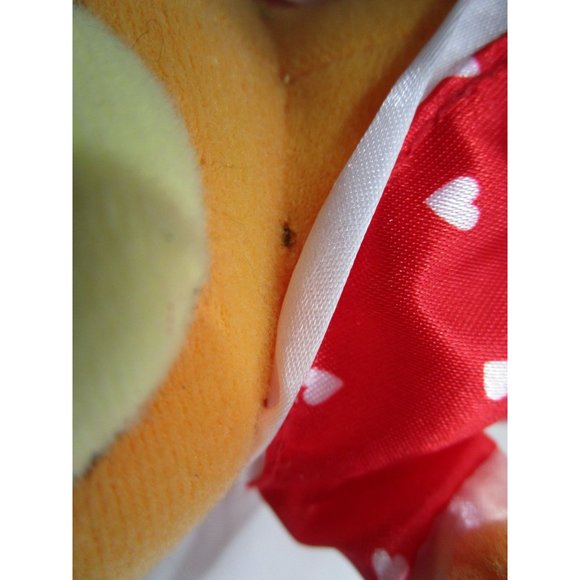 Garfield Small Plush Valentine Red Satin Heart Print Robe Matching Slippers 7in - Picture 11 of 16